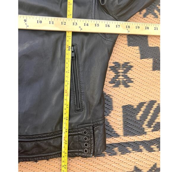 Joie | Caldine Black Leather Motorcycle Double Zip Jacket Size Small - Picture 8 of 8